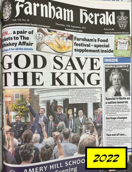 Farnham Herald King Proclamation Front Page
