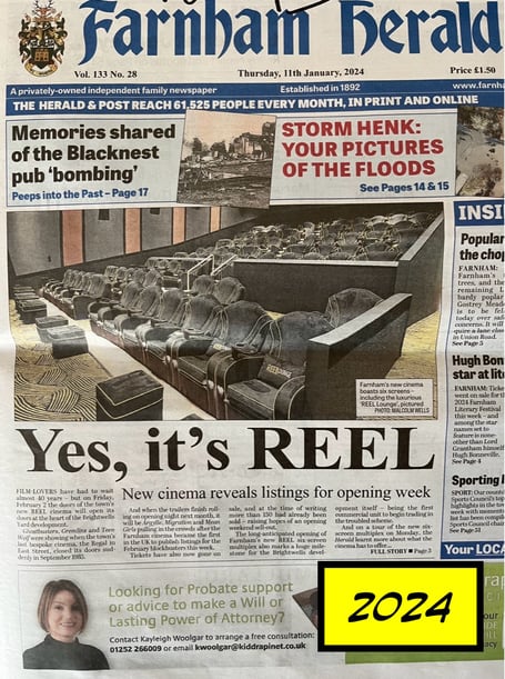 Farnham Cinema Reel Front Page January