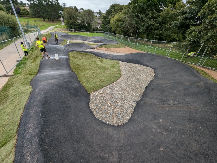 Final touches to the construction of the Bodmin pump track, funded by Bodmin Town Council and built by local firm Angel Trails. (Picture: Aaron Greenaway)