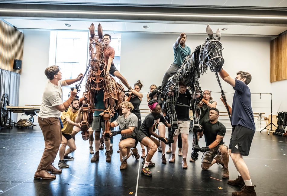 <p>The cast of War Horse in rehearsals (Photo: Pamela Raith Photography)</p>