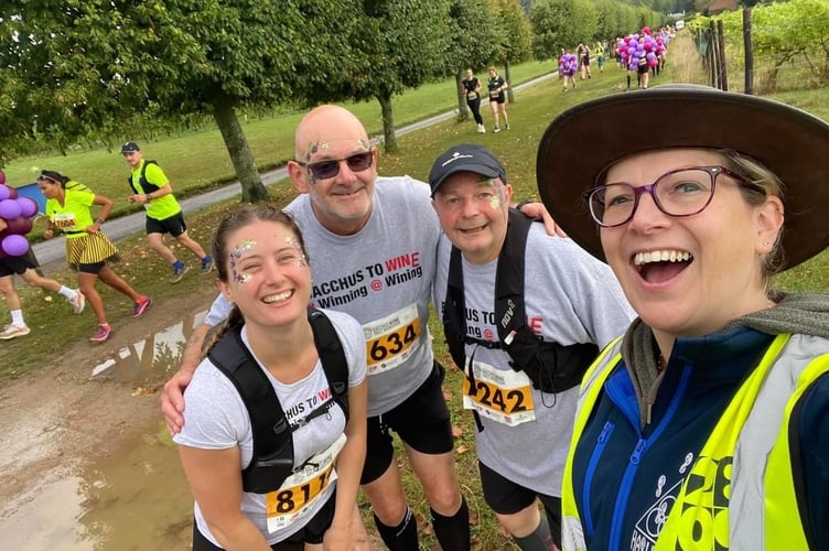 Rachel Sully, Steve King, Paul Croad and Marshall Annalisa Alexander at the Bacchus half marathon.