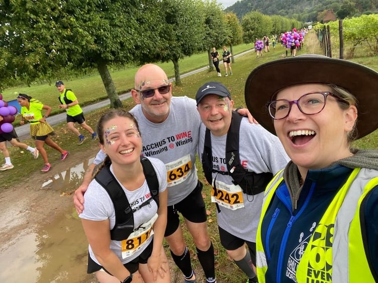 Rachel Sully, Steve King, Paul Croad and Marshall Annalisa Alexander at the Bacchus half marathon.