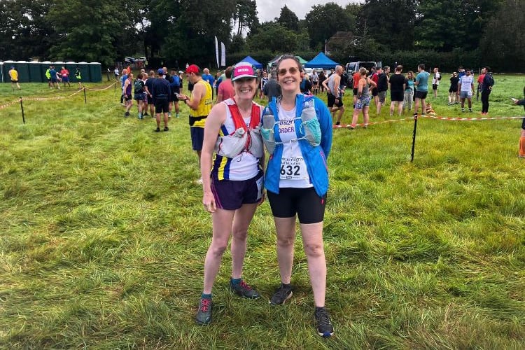 Steph Moss and Louise Bampton ready for the start of the Farnham Pilgrim Half Marathon.