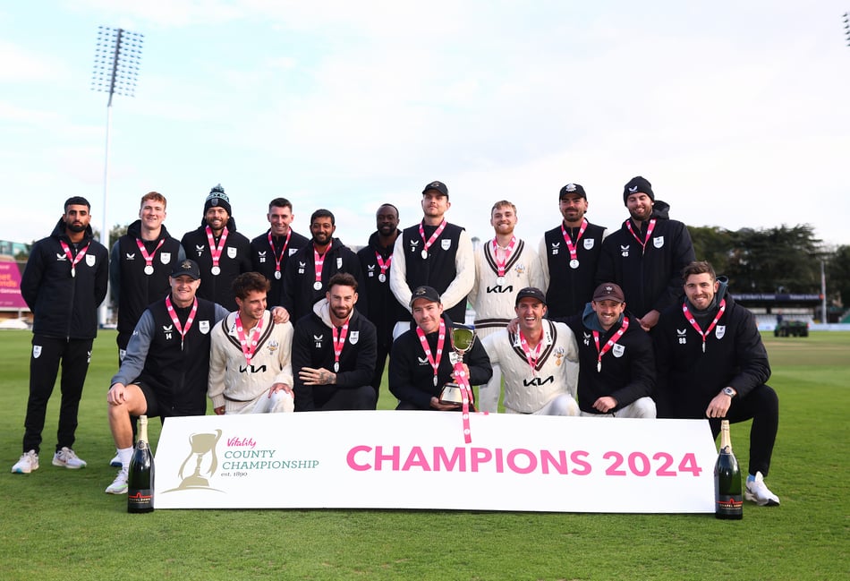 <p>Surrey ended the 2024 season by celebrating with the County Championship trophy (Photo: Surrey CCC)</p>
