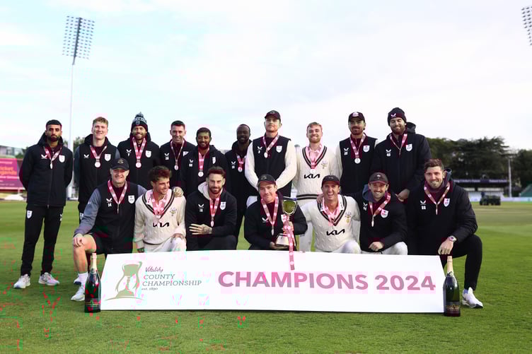 Surrey with County Championship trophy, September 29th 2024.