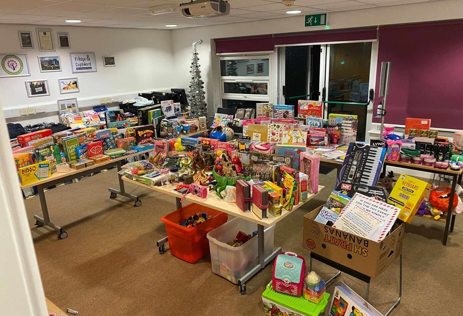 <p>Last year’s collection of donated toys</p>