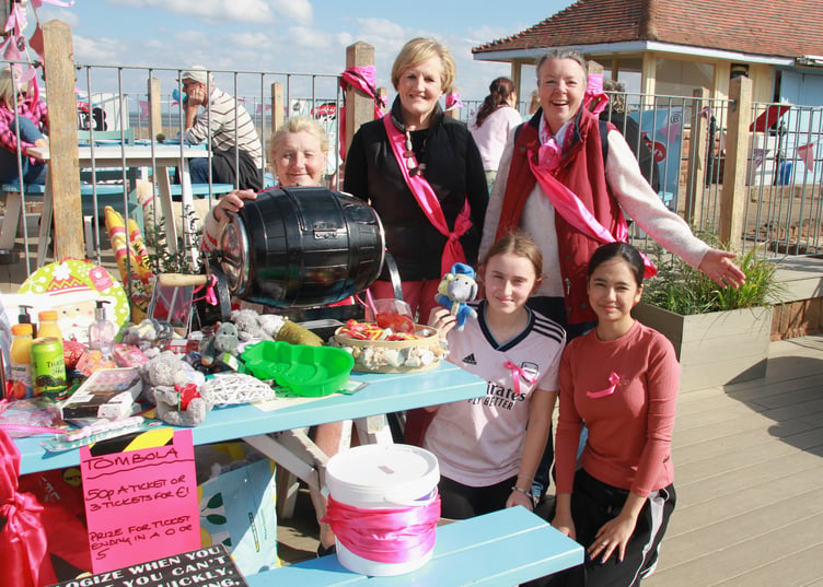 Women's institute members organised a tombola as part of Minehead Jubilee Cafe's 'Wear It Pink' cancer charity fund-raising weekend. PHOTO: George Ody.
