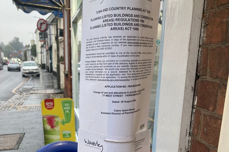 Captain Yorke Planning Notice West Street