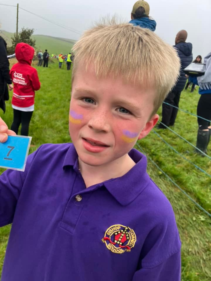 Wearing his school colours is a runner from Bishop Cornish CofE VA Primary School, Saltash