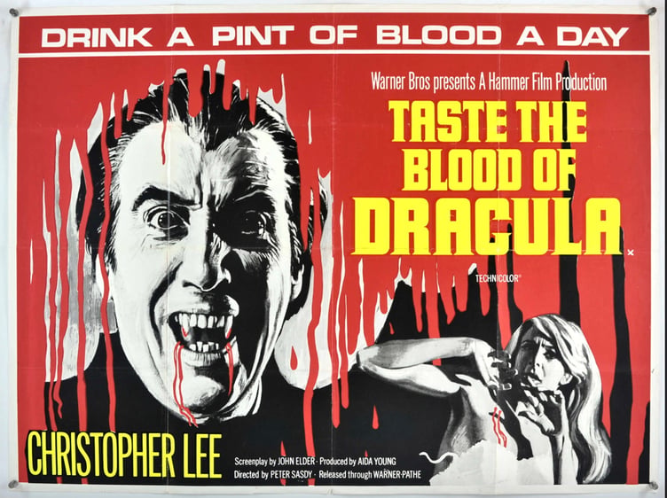 The movie poster for the 1970 Hammer horror film Taste the Blood of Dracula. (Ewbank's Auctioneers / SWNS)