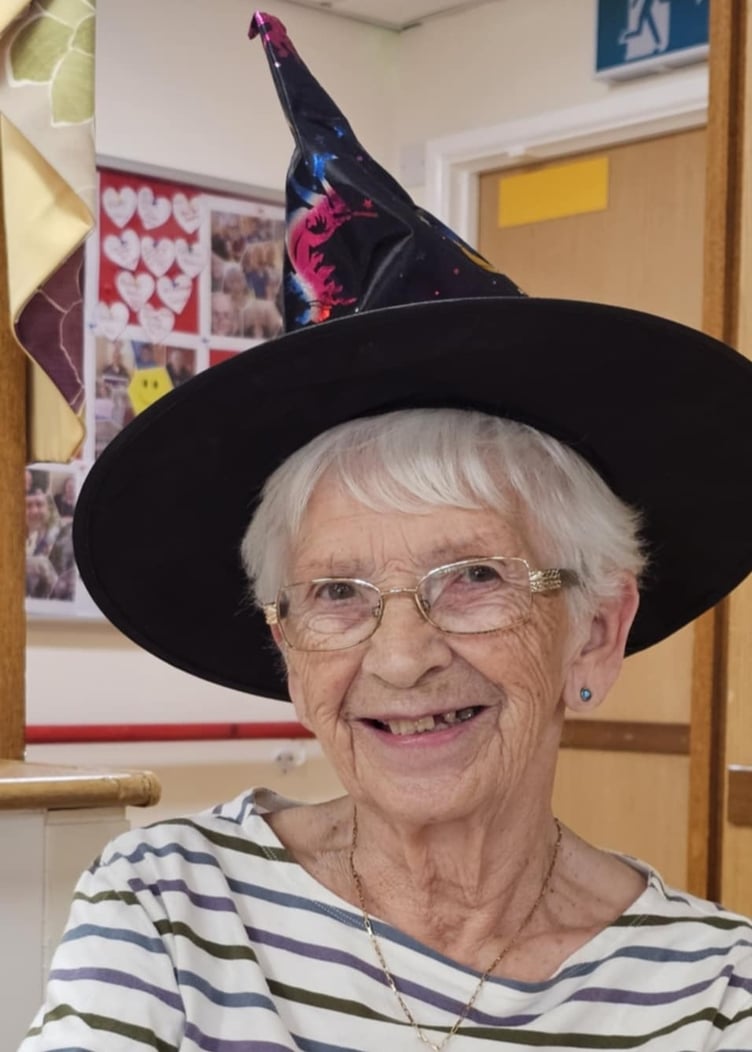 Frances Eales was among Camelot House and Lodge residents enjoying Halloween fun activities.