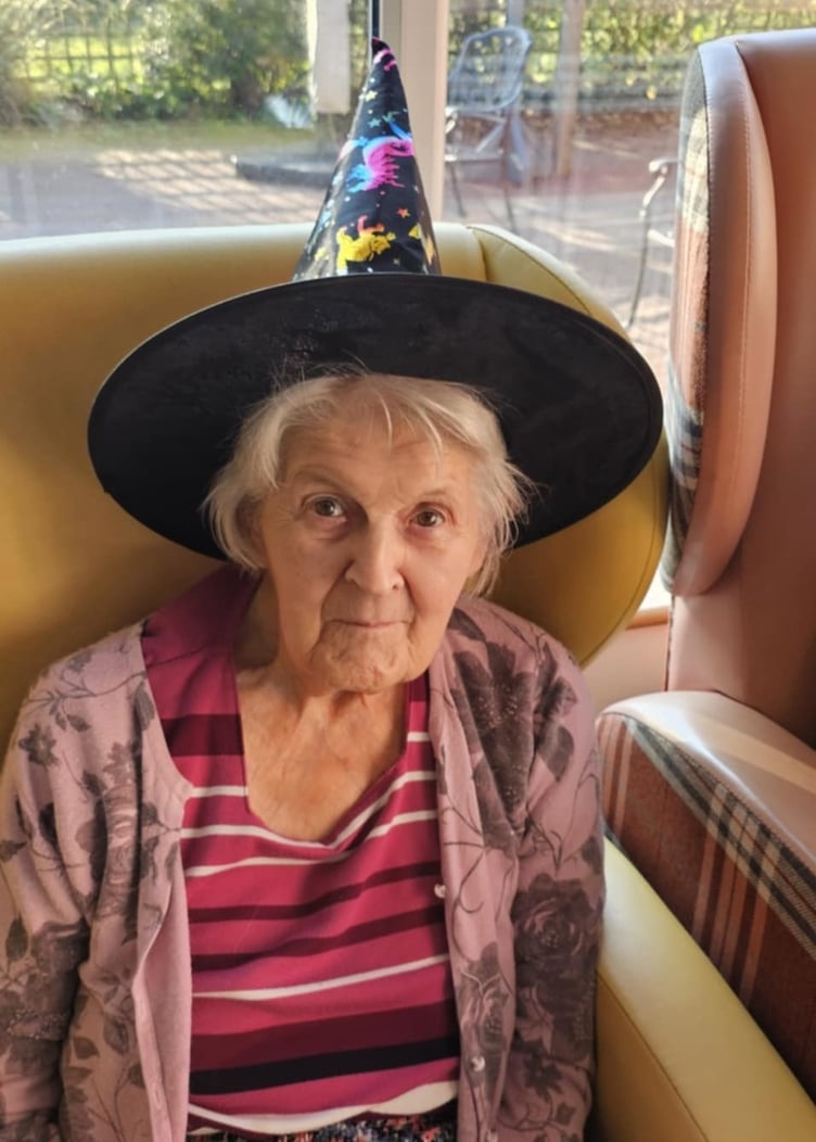Maureen Harris taking part in Camelot House and Lodge's Halloween activities.