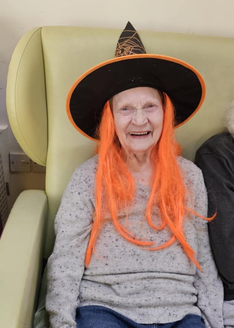 Halloween fun for residents of Camelot House and Lodge, including Mavis Treece.