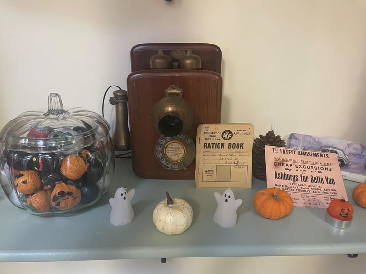 A memory lane Halloween display in Camelot House and Lodge.