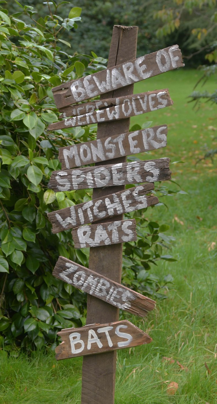 A 'warning' for visitors following Nynehead Court's Halloween trail. PHOTO: ALAIN LOCKYER.