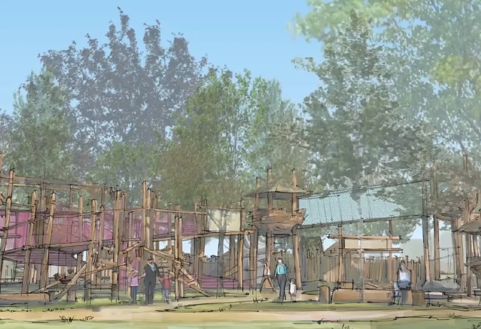 <p>An artist's impression of the proposed outdoor play zone at Birdworld</p>