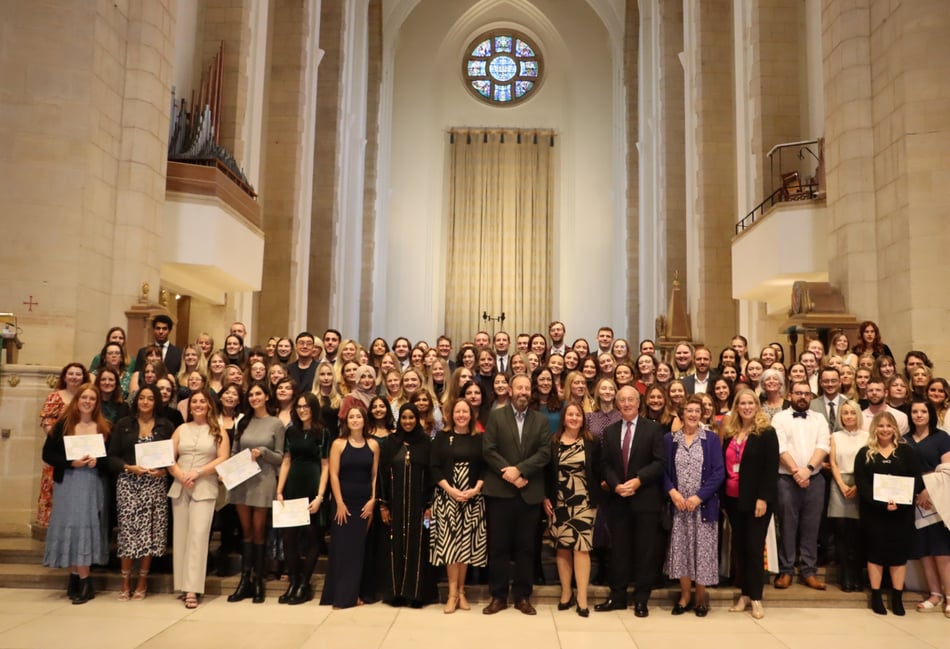 <p>The graduates at Guildford Cathedral</p>