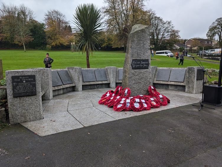The war memorial at Bodmin's Priory Park decorated with wreaths (Picture: Aaron Greenaway)