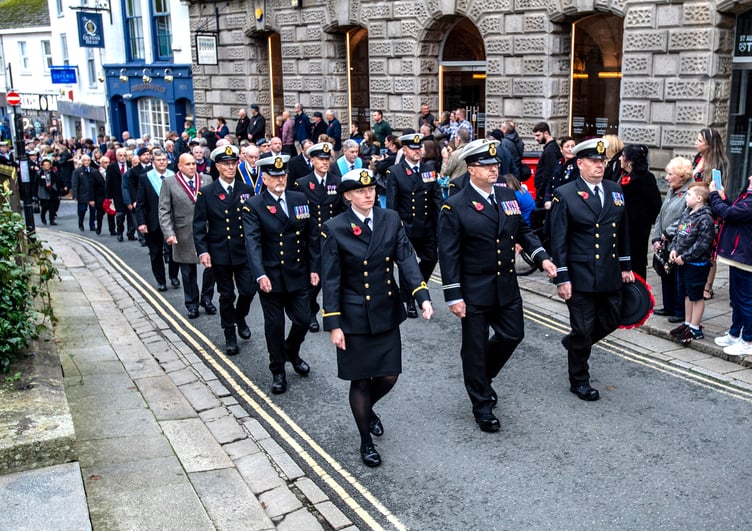 The remembrance parade in the centre of St Austell. Picture: St Austell Town Council/Paul Williams