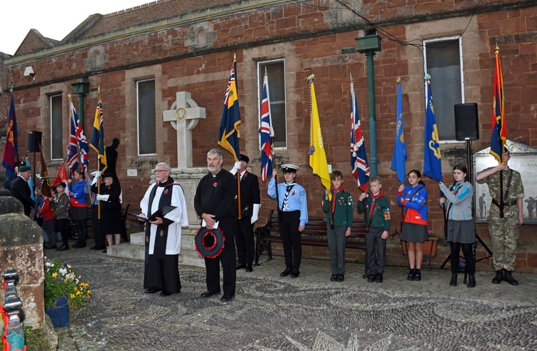A short service held at the war memorial in Watchet. PHOTO: Peter Mather.