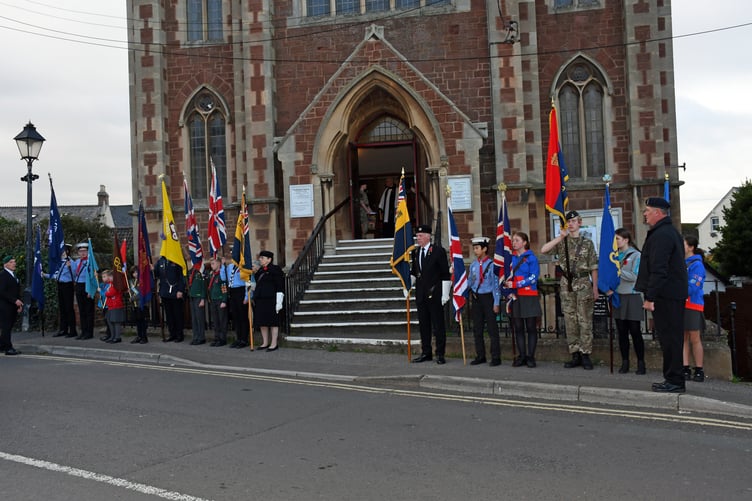 Lining up before a Remembrance Sunday service in Watchet Methodist Church. PHOTO: Peter Mather.