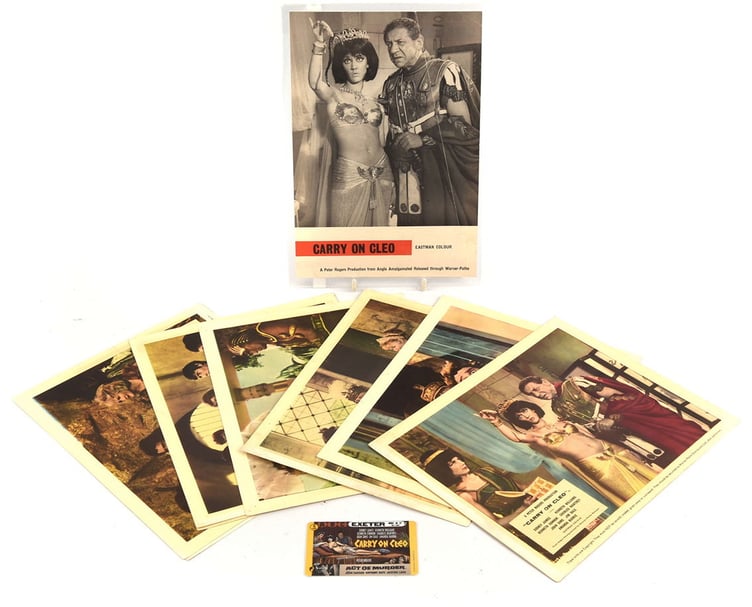 The full set of lobby cards from the movie Carry On Cleo (1964)