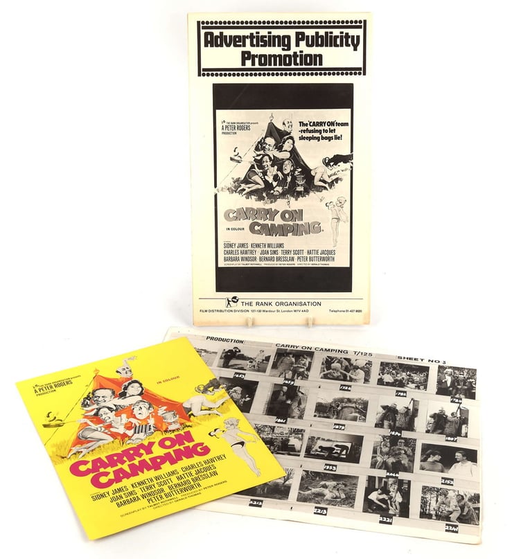 Two fold out publicity books from the 1969 film Carry On Camping are up for auction