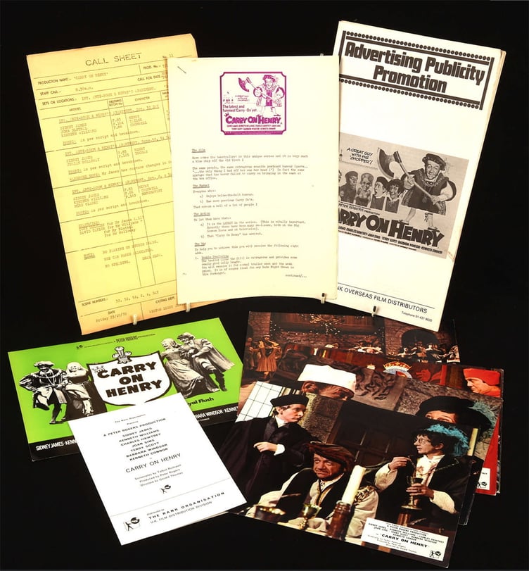 Posters and publicity book from the 1971 comedy film Carry On Henry
