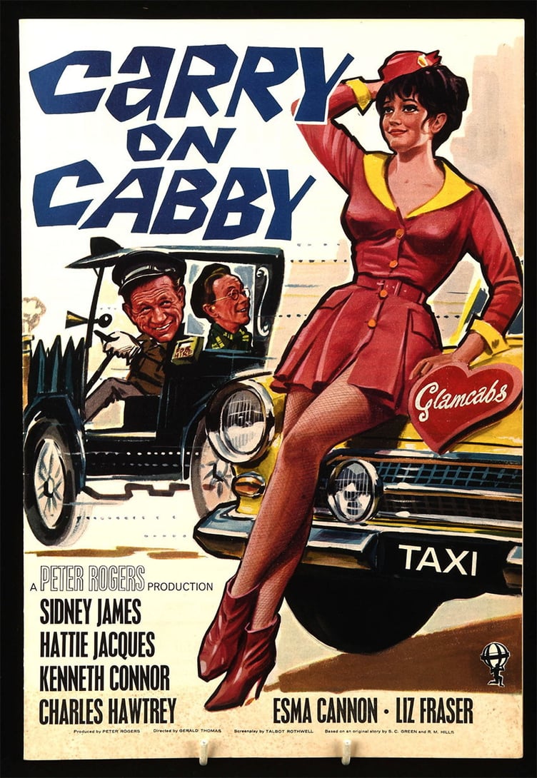 A poster from the 1963 film Carry On Cabby starring Sid James and Hattie Jacques
