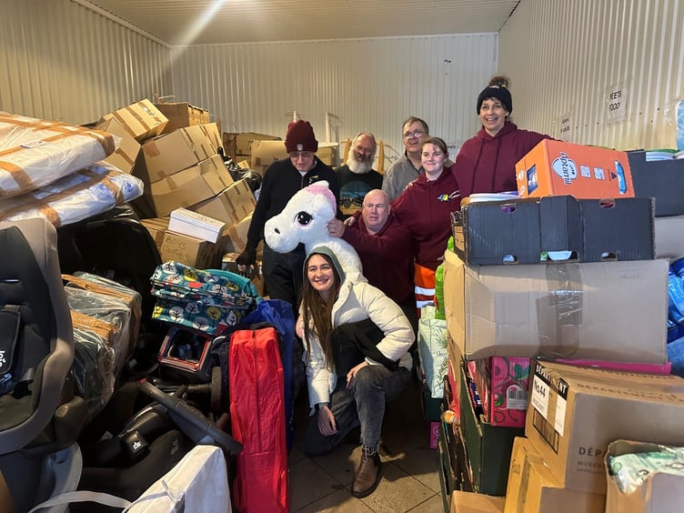 Packed vans of aid donated by Cornish groups and organisations on their way to Ukraine