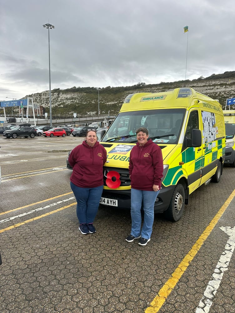Donated ambulances from the Cornwall and Devon Sending Love to Ukraine Group en route to their drop off point in Warsaw, Poland