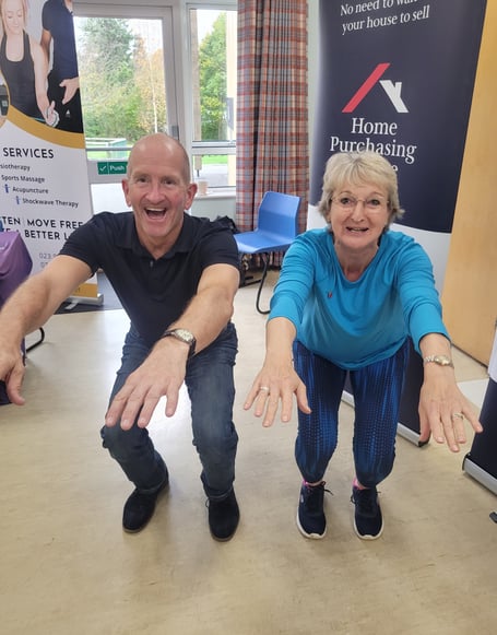 Eddie and Gillian doing the Pilates move named after him