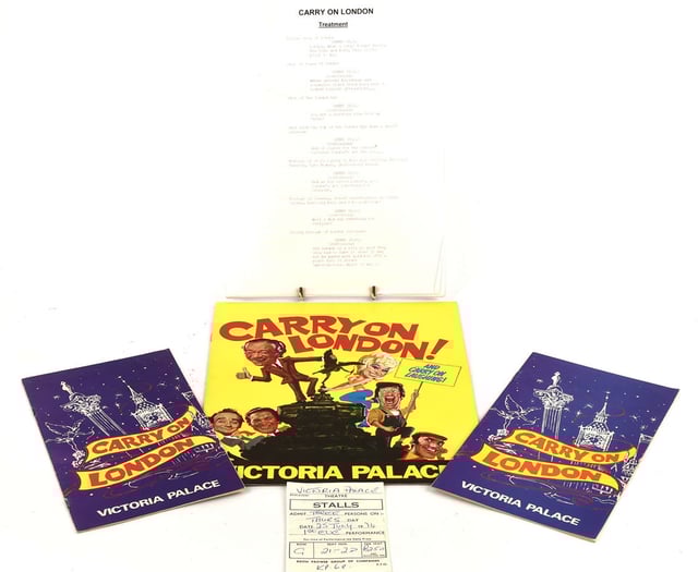 Collection of saucy Carry On posters up for sale at Surrey auctioneers