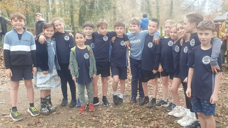 Youngsters from Looe Primary Academy line up ahead of the races at the Lanhydrock Cross Country event