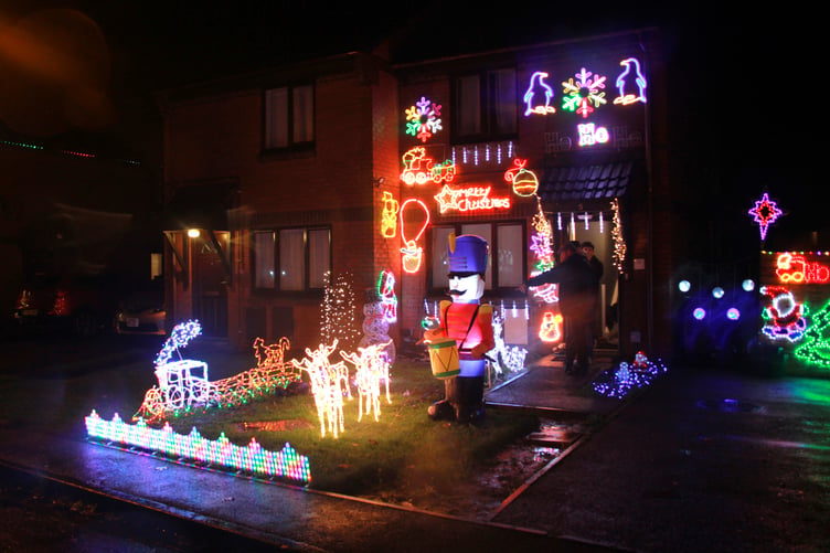 One of the Plover Close, Minehead, homes with its Christmas lights. PHOTO: George Ody.