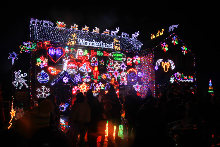 Plover Close, Minehead, has become a winter wonderland with its annual Christmas lights display. PHOTO: George Ody.