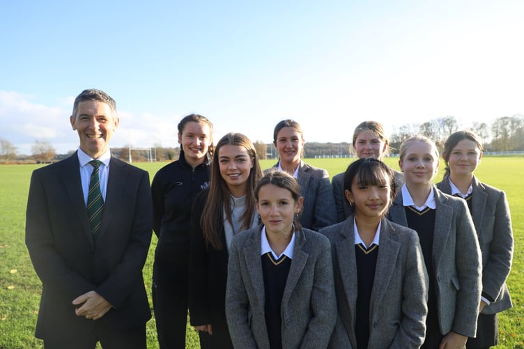 Lord Wandsworth College girl cricketers and headmaster Adam Williams, November 25th 2024.