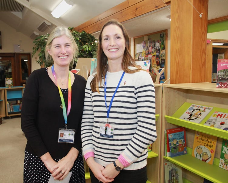 Headteacher Nicola Stenner (left) and English teacher Jodie Brown were delighted to see their school's new library opened. PHOTO: George Ody.
