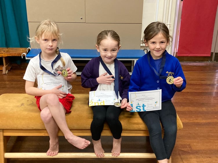 Individual winners left to right - Jessa (Dunster) third, Hallie (Minehead First School) second and Nova (St Michael’s) first