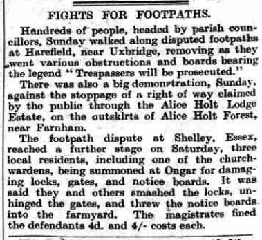 Alice Holt Forest 1911 Trespass newspaper report