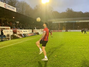 Football freestyler Jay Rosa performs at Aldershot Town