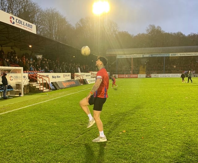 Football freestyler Jay Rosa performs at Aldershot Town