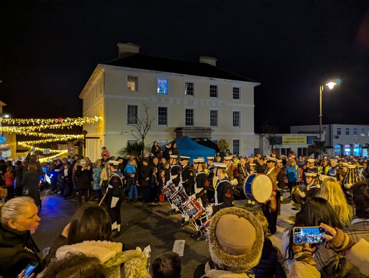 Members of the Torpoint Sea Cadets perform at the Liskeard Lights Up Parade