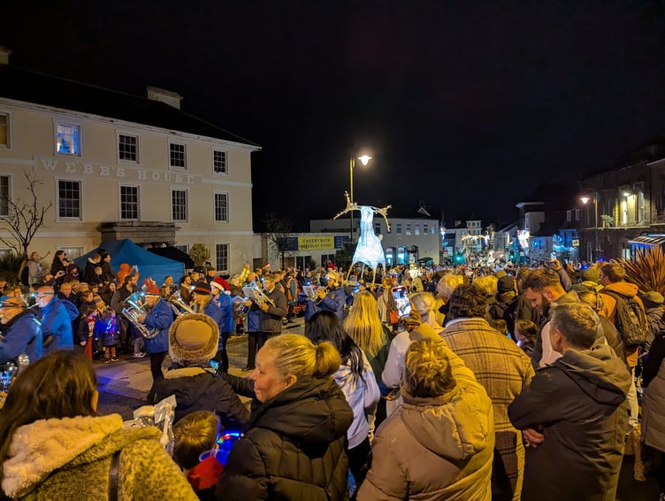 Crowds gather around The Parade for the annual Liskeard Lights Up