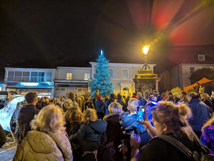 Crowds gather around The Parade for the official Christmas tree lights switch on