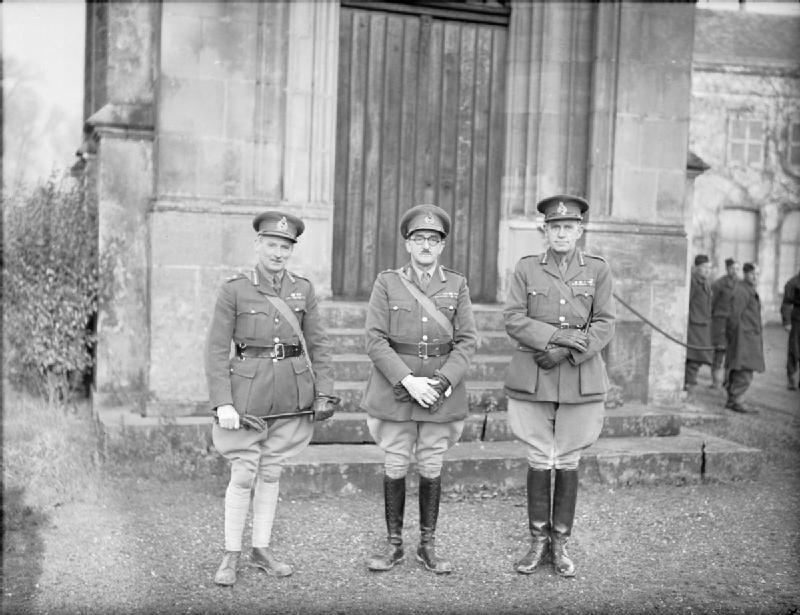 <p>The then-Major General Dudley Johnson (right) pictured with another local man, the then-Major General Bernard Montgomery (left) and Lieutenant General Sir Alan Brooke (centre) in France, circa 1939-40</p>