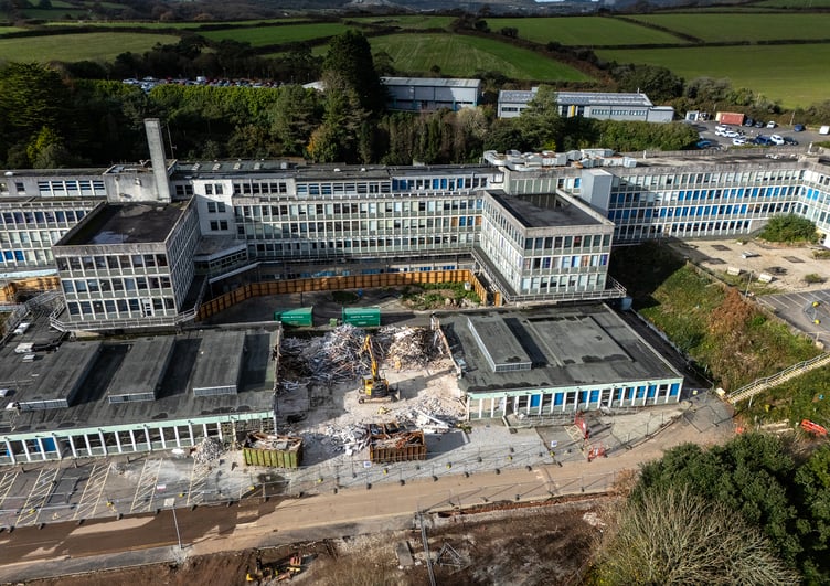 A building at the campus being demolished. Picture: Paul Williams