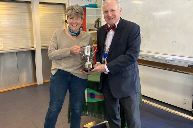 Simon Moran-Smith presents Lisa Skirrow with the Sailing Captain's Award, Frensham Pond Sailability, December 4th 2024.