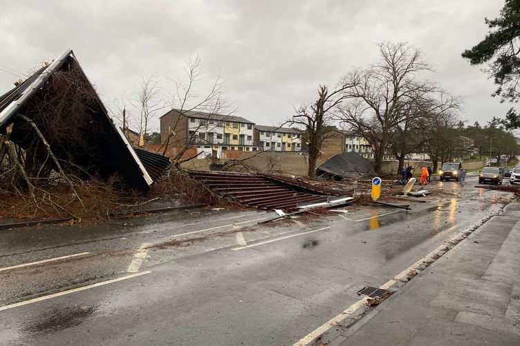 Garage roof storm damage Bordon Camp Road