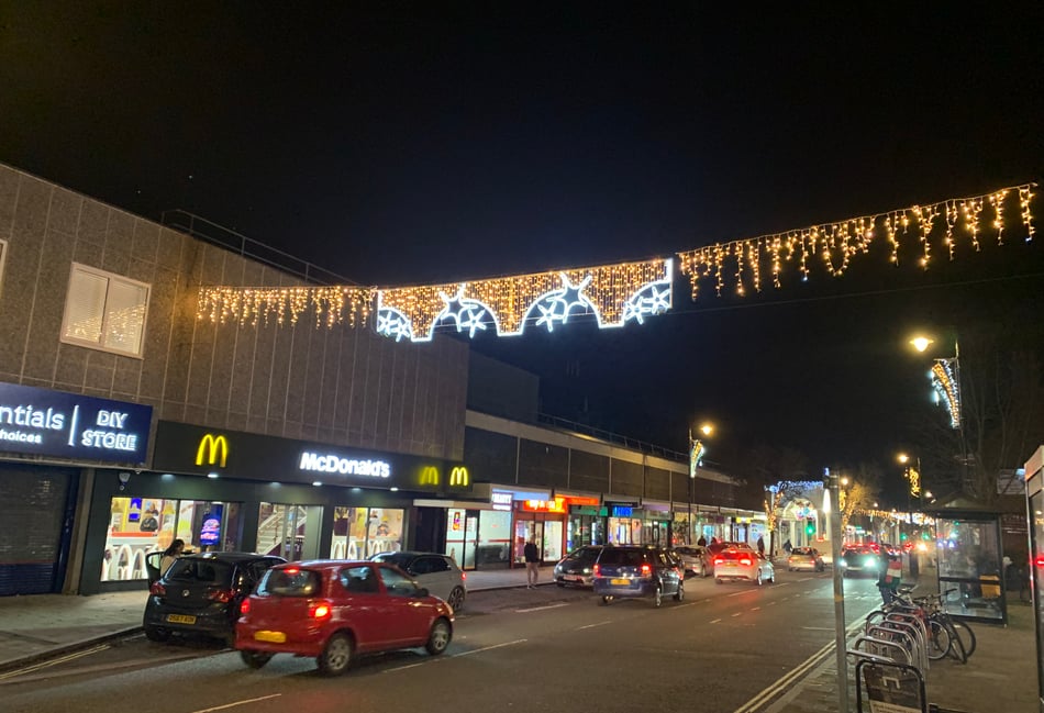 <p>Fleet's Christmas lights have been likened to underpants on a washing line.</p>
